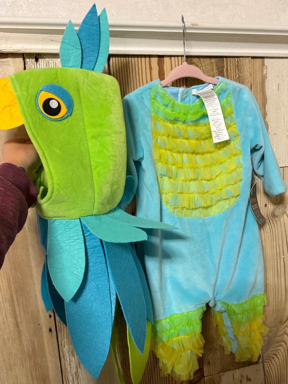 NEW Pottery Barn Blue & Green Parrot Bird Costume for Kids